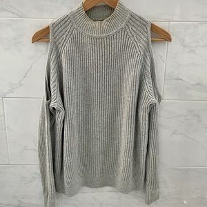 Gray Mock-Neck Long Sleeve Cold Shoulder Sweater
